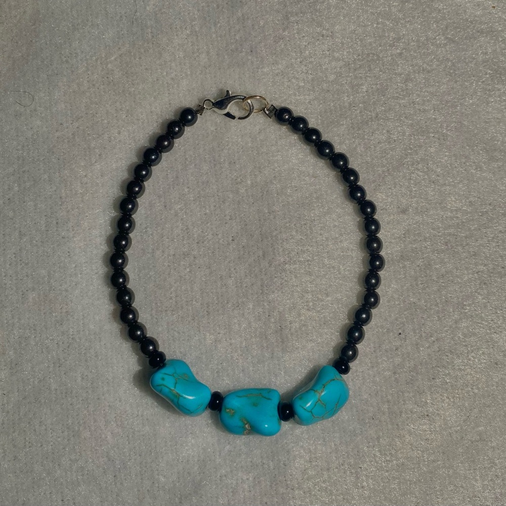 LMR Azure and Ebony Handmade Beaded Bracelet